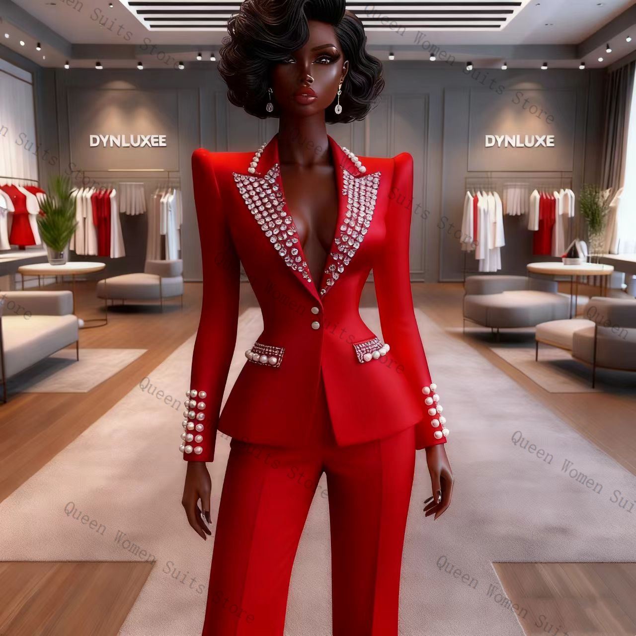 Women'S Red Formal Wear - Костюм женский из хлопка, 2 предмета:
