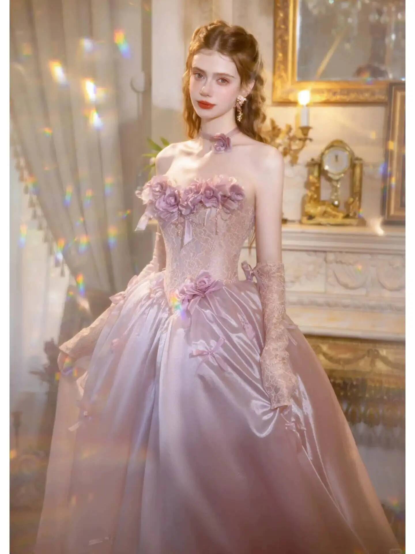 Formal Dress - Винтажное пыльно-розовое бальное платье принцессы без