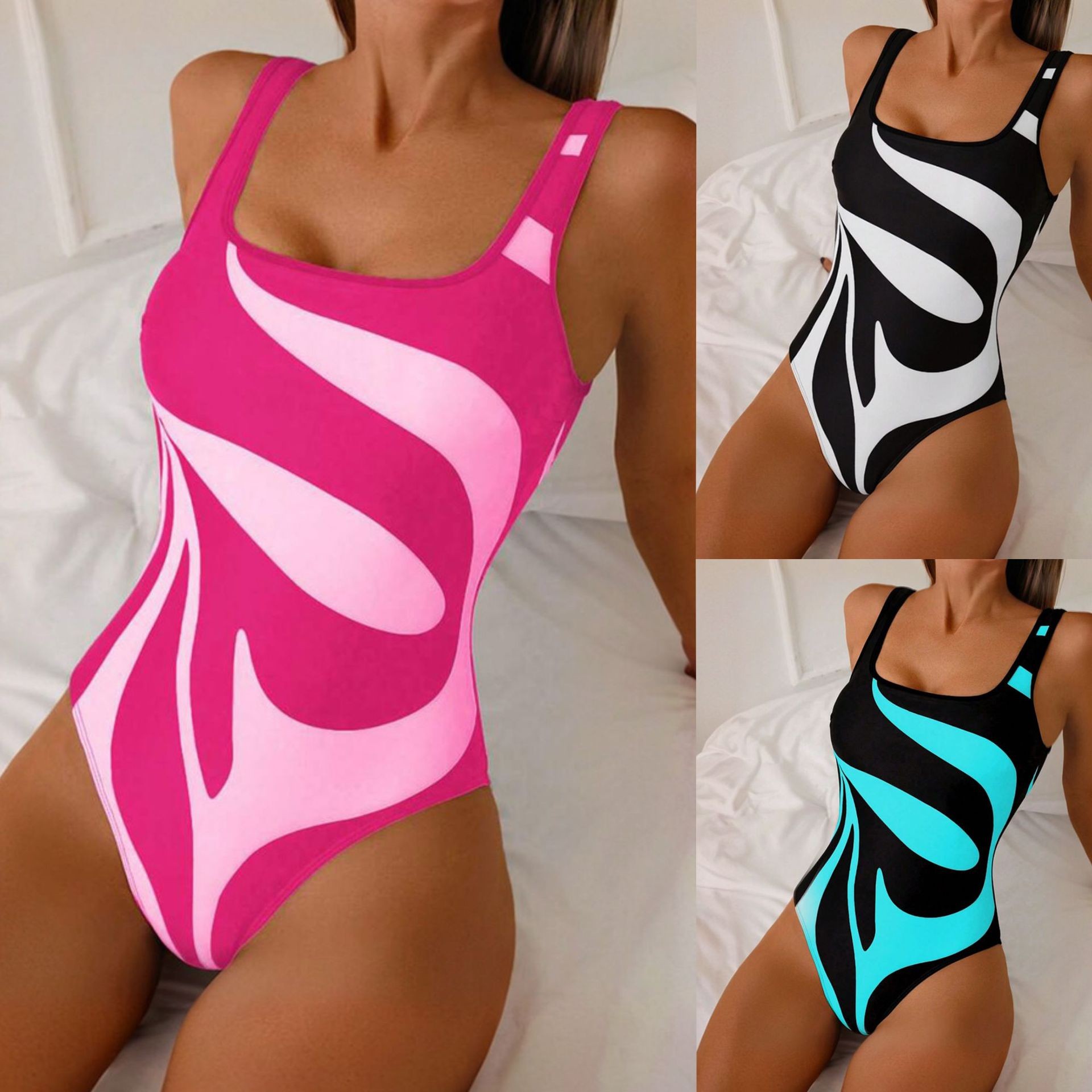 Womens Suit - Женский танкини с абстрактным принтом, бикини
