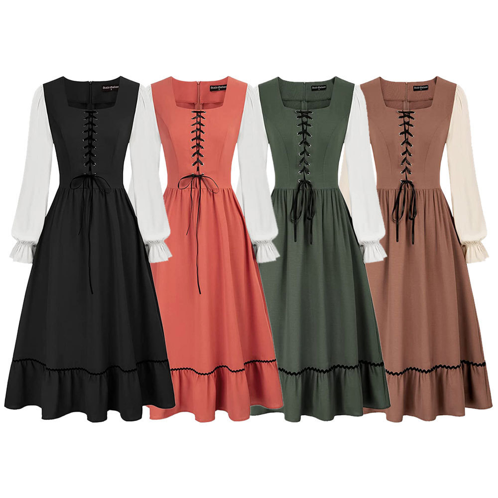 Midi Dress - Женское винтажное средневековое платье миди с