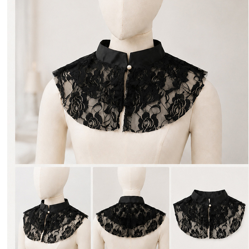 Lace Dress - Элегантный кружевной цветочный съемный воротник-шаль для