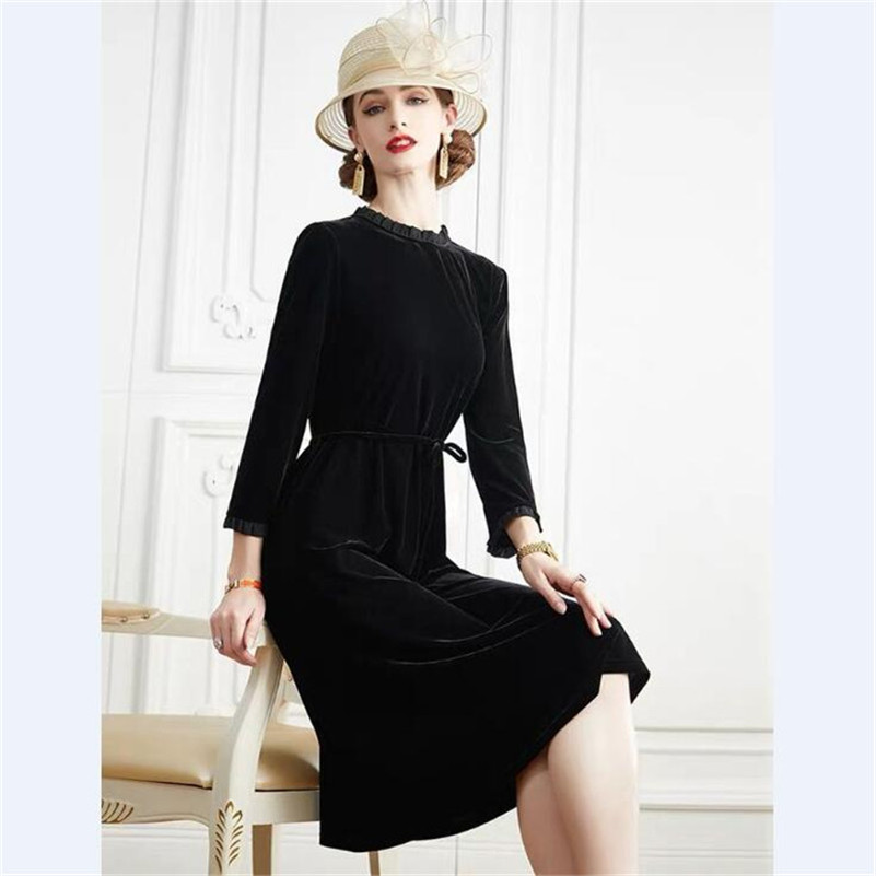 Новое весеннее женское бархатн – обзор и цена Midi Dress